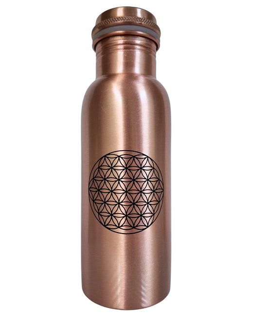 Botella de Cobre Flor de la Vida - Energía Vitalidad y Protección