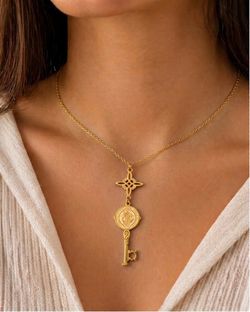 Colgante con dije de Nudo de Bruja y Llave de San Benito - Protección Espiritual