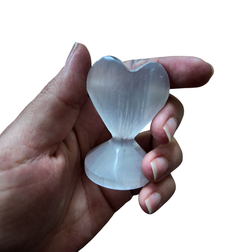 Corazón de Selenita con Base - Limpieza Energética y Armonización Espiritual