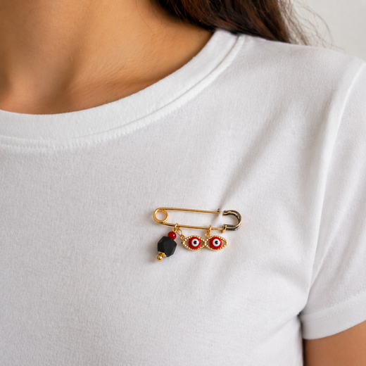 Imperdible de Azabache y Ojos de Santa Lucía - Protección Contra el Mal de Ojo