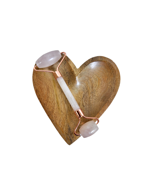 Rodillo Masajeador de Cuarzo Rosa - Amor Propio y Drenaje Linfático