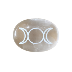 Piedra de Selenita con Grabado de Triple Diosa - Limpieza Energética y Protección Espiritual