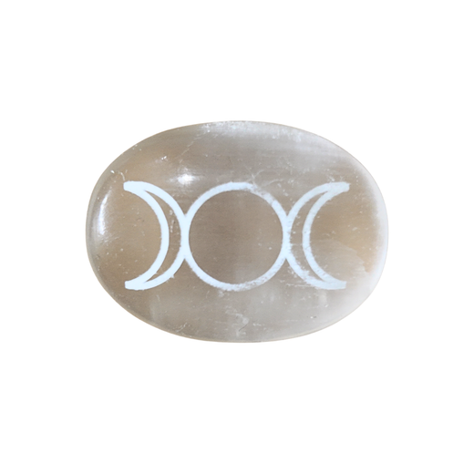 Piedra de Selenita con Grabado de Triple Diosa