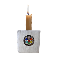 Portavelas de Selenita con Flor de la Vida - Limpieza Energética