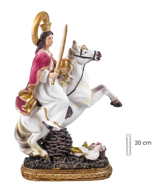 Figura Santa barbara sobre caballo 22cm