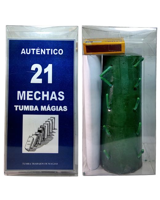 Velón 21 Mechas Verde - Limpieza de Bloqueos Laborales y Trabajos Energéticos