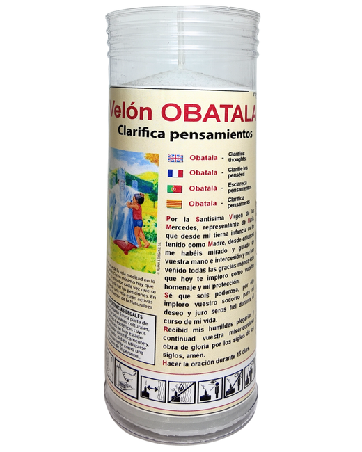 Velón con Oración a Obatalá - Sabiduría y Justicia